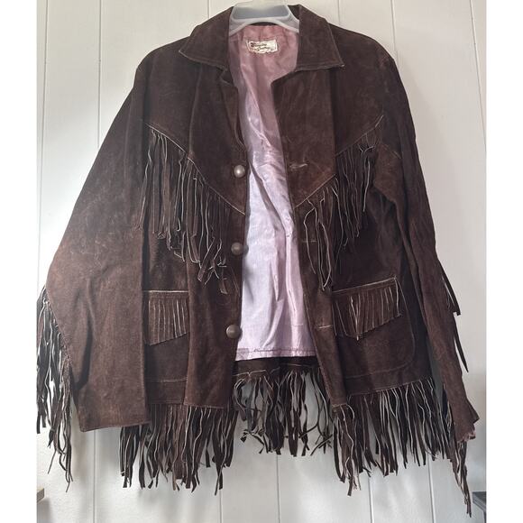 Crossroads Jackets & Blazers - Vintage Suede Leather Fringe Jacket Made In Mexico Sz42